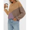 imageAUTOMET Womens Color Block Long Sleeve Top Crewneck Shirt 2025Khaki Nutmeg Greypurple