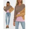 imageAUTOMET Womens Color Block Long Sleeve Top Crewneck Shirt 2025Nutmeg Khaki Lightpink