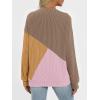 imageAUTOMET Womens Color Block Long Sleeve Top Crewneck Shirt 2025Nutmeg Khaki Lightpink