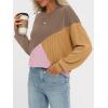 imageAUTOMET Womens Color Block Long Sleeve Top Crewneck Shirt 2025Nutmeg Khaki Lightpink