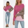 imageAUTOMET Womens Color Block Long Sleeve Top Crewneck Shirt 2025Rose Nutmeg Lightpink
