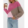 imageAUTOMET Womens Color Block Long Sleeve Top Crewneck Shirt 2025Rose Nutmeg Lightpink