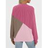 imageAUTOMET Womens Color Block Long Sleeve Top Crewneck Shirt 2025Rose Nutmeg Lightpink