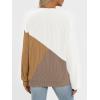 imageAUTOMET Womens Color Block Long Sleeve Top Crewneck Shirt 2025White Khaki Nutmeg