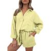 imageAUTOMET 2 Piece Sets For Women Lounge Wear Matching Two Piece Pajama Fashion Oversized Shirts And Shorts Spring Outfit 202501yellow