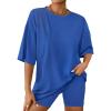 imageAUTOMET Womens 2 Piece Sets Summer Outfits 2025 Two Piece Lounge Set Matching Clothing Oversized Tshirts Biker Short FashionBlue