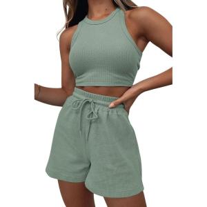 imageAUTOMET Womens 2 Piece Shorts Lounge Sets Two Piece Summer Workout Outfits Beach Vacation Trendy 2025 ClothesGreen