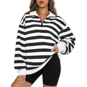 imageAUTOMET Womens Half Zip Oversized Sweatshirts Quarter Pullover Hoodies Long Sleeve Sweaters Fall Outfits Winter ClothesBlackwhite