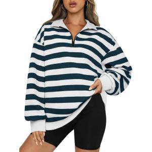 imageAUTOMET Womens Half Zip Oversized Sweatshirts Quarter Pullover Hoodies Long Sleeve Sweaters Fall Outfits Winter ClothesBluewhite