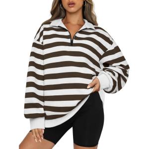 imageAUTOMET Womens Half Zip Oversized Sweatshirts Quarter Pullover Hoodies Long Sleeve Sweaters Fall Outfits Winter ClothesCoffeewhite