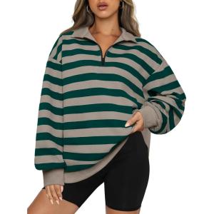 imageAUTOMET Womens Half Zip Oversized Sweatshirts Quarter Pullover Hoodies Long Sleeve Sweaters Fall Outfits Winter ClothesGreenkhaki
