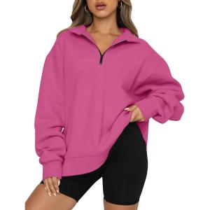 imageAUTOMET Womens Half Zip Oversized Sweatshirts Quarter Pullover Hoodies Long Sleeve Sweaters Fall Outfits Winter ClothesHotpink