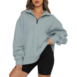 imageAUTOMET Womens Half Zip Oversized Sweatshirts Quarter Pullover Hoodies Long Sleeve Sweaters Fall Outfits Winter ClothesLightgreen