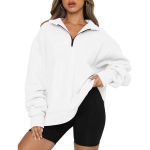 imageAUTOMET Womens Half Zip Oversized Sweatshirts Quarter Pullover Hoodies Long Sleeve Sweaters Fall Outfits Winter ClothesWhite
