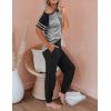 imageAUTOMET Lounge Sets For Women Two Piece Outfits Loungewear Short Sleeve Crewneck Jogger Pajama Set Sweatpants TracksuitBlackgrey