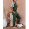imageAUTOMET Lounge Sets For Women Two Piece Outfits Loungewear Short Sleeve Crewneck Jogger Pajama Set Sweatpants TracksuitGreen