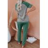 imageAUTOMET Lounge Sets For Women Two Piece Outfits Loungewear Short Sleeve Crewneck Jogger Pajama Set Sweatpants TracksuitGreengrey