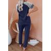 imageAUTOMET Lounge Sets For Women Two Piece Outfits Loungewear Short Sleeve Crewneck Jogger Pajama Set Sweatpants TracksuitNavy Blue