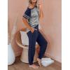 imageAUTOMET Lounge Sets For Women Two Piece Outfits Loungewear Short Sleeve Crewneck Jogger Pajama Set Sweatpants TracksuitNavybluegrey