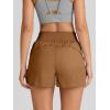 imageAUTOMET Womens Athletic Shorts High Waisted Running Shorts Gym Workout Shorts Casual Comfy Sport Shorts with Pockets 2025Brown