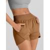 imageAUTOMET Womens Athletic Shorts High Waisted Running Shorts Gym Workout Shorts Casual Comfy Sport Shorts with Pockets 2025Brown