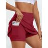 imageAUTOMET Womens Mini Tennis Skirt with Shorts Underneath 2025 Athletic Workout Cute Golf Skorts Trendy Summer Gym ClothesWine Red