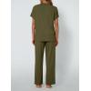 imageAUTOMET Womens Mock Neck 2 Piece Lounge Set Matching Summer Loose Fit Wide Leg Pants SetArmygreen