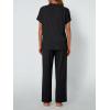 imageAUTOMET Womens Mock Neck 2 Piece Lounge Set Matching Summer Loose Fit Wide Leg Pants SetBlack