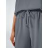 imageAUTOMET Womens Mock Neck 2 Piece Lounge Set Matching Summer Loose Fit Wide Leg Pants SetBlue Grey
