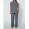 imageAUTOMET Womens Mock Neck 2 Piece Lounge Set Matching Summer Loose Fit Wide Leg Pants SetBlue Grey