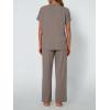 imageAUTOMET Womens Mock Neck 2 Piece Lounge Set Matching Summer Loose Fit Wide Leg Pants SetHeather Mocha
