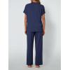 imageAUTOMET Womens Mock Neck 2 Piece Lounge Set Matching Summer Loose Fit Wide Leg Pants SetNavyblue
