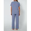imageAUTOMET Womens Mock Neck 2 Piece Lounge Set Matching Summer Loose Fit Wide Leg Pants SetOcean Blue