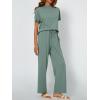 imageAUTOMET Womens Mock Neck 2 Piece Lounge Set Matching Summer Loose Fit Wide Leg Pants SetSage