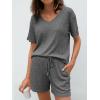 imageAUTOMET Womens Pajamas 2 Piece Lounge Sets Summer Tracksuits Ribbed Spring Outfits Matching Vacation Clothes LoungewearBlackgrey