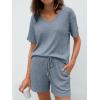 imageAUTOMET Womens Pajamas 2 Piece Lounge Sets Summer Tracksuits Ribbed Spring Outfits Matching Vacation Clothes LoungewearBlue
