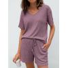 imageAUTOMET Womens Pajamas 2 Piece Lounge Sets Summer Tracksuits Ribbed Spring Outfits Matching Vacation Clothes LoungewearBurgundy