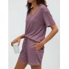 imageAUTOMET Womens Pajamas 2 Piece Lounge Sets Summer Tracksuits Ribbed Spring Outfits Matching Vacation Clothes LoungewearBurgundy
