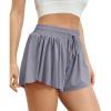 imageAUTOMET Womens 2 in 1 Running Shorts Casual Summer Athletic ShortsLightgrey