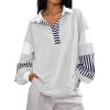 imageAUTOMET Womens Oversized Sweatshirts Striped Long Sleeve Hoodies Quarter Zip Fall Winter Outfits Clothes Y2k Preppy Sweaters 2024 Grey Medium