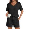 imageAUTOMET Womens Pajamas 2 Piece Lounge Sets Summer Tracksuits Ribbed Spring Outfits Matching Vacation Clothes LoungewearBlack