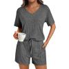 imageAUTOMET Womens Pajamas 2 Piece Lounge Sets Summer Tracksuits Ribbed Spring Outfits Matching Vacation Clothes LoungewearBlackgrey