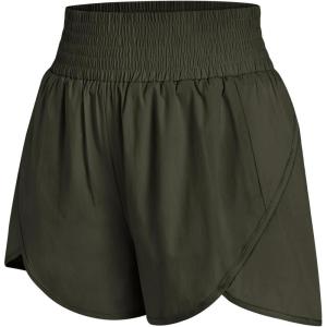 imageAUTOMET Womens Athletic Shorts High Waisted Running Shorts Gym Workout Shorts Casual Comfy Sport Shorts with Pockets 2025Armygreen