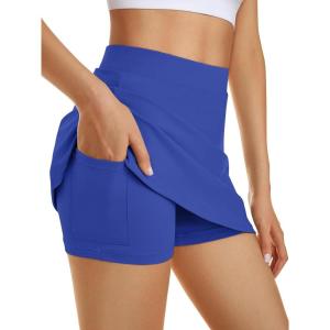 imageAUTOMET Womens Mini Tennis Skirt with Shorts Underneath 2025 Athletic Workout Cute Golf Skorts Trendy Summer Gym ClothesBlue