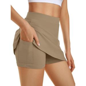 imageAUTOMET Womens Mini Tennis Skirt with Shorts Underneath 2025 Athletic Workout Cute Golf Skorts Trendy Summer Gym ClothesCoffe Grey