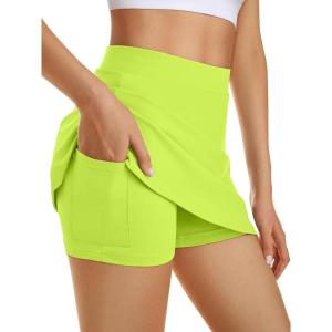 imageAUTOMET Womens Mini Tennis Skirt with Shorts Underneath 2025 Athletic Workout Cute Golf Skorts Trendy Summer Gym ClothesNeon