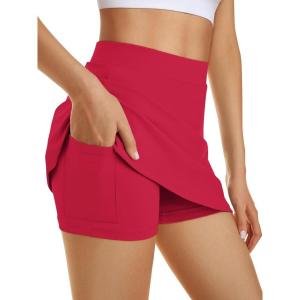 imageAUTOMET Womens Mini Tennis Skirt with Shorts Underneath 2025 Athletic Workout Cute Golf Skorts Trendy Summer Gym ClothesRed