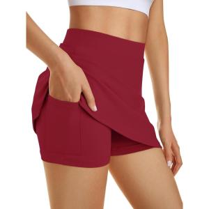 imageAUTOMET Womens Mini Tennis Skirt with Shorts Underneath 2025 Athletic Workout Cute Golf Skorts Trendy Summer Gym ClothesWine Red