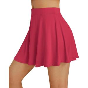 imageAUTOMET Womens Tennis Skirt with Shorts Underneath Flowy Mini Athletic Golf Skorts with Pockets 2025 Pleated Summer OutfitsRed