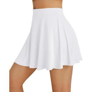 imageAUTOMET Womens Tennis Skirt with Shorts Underneath Flowy Mini Athletic Golf Skorts with Pockets 2025 Pleated Summer OutfitsWhite